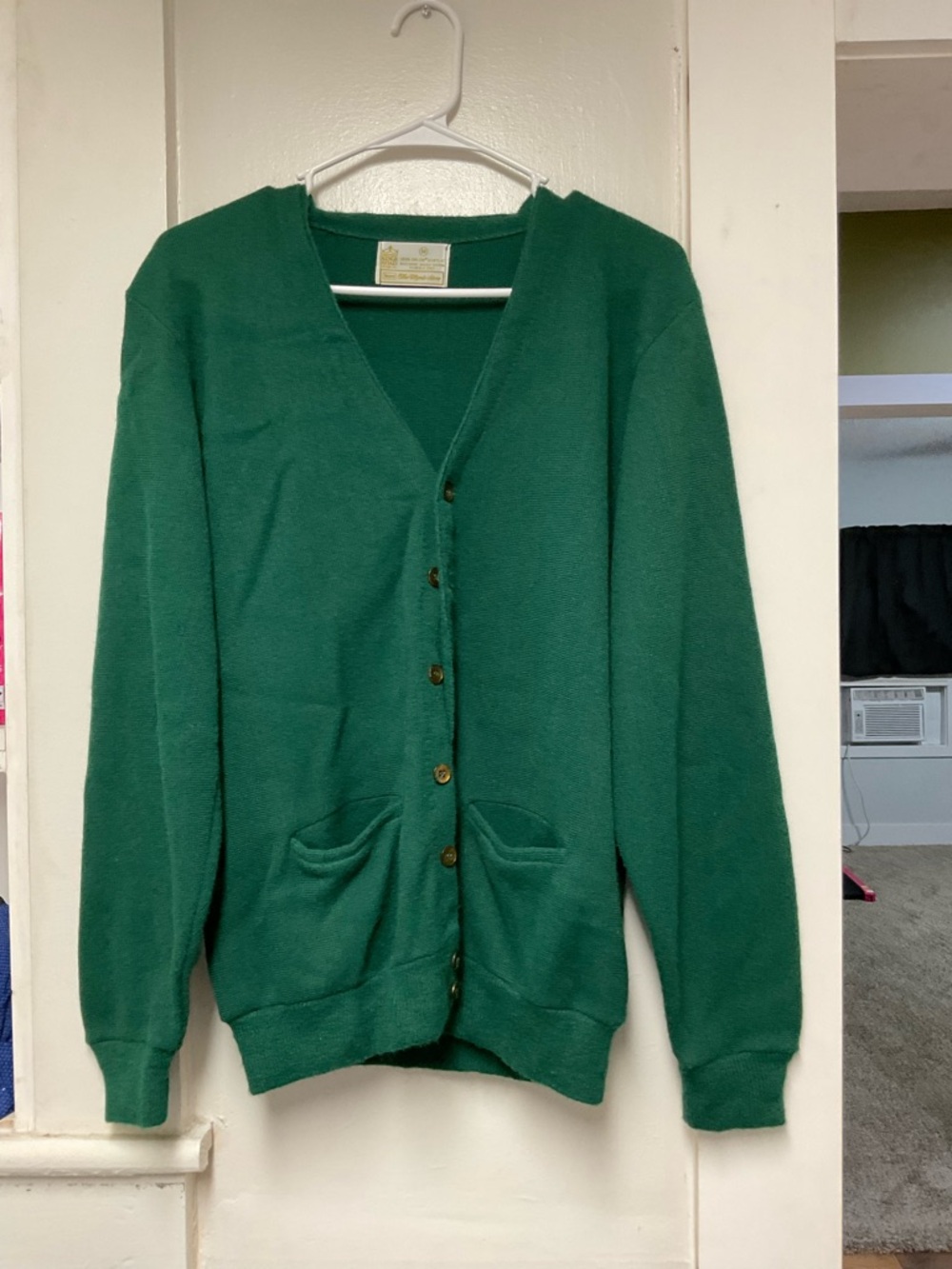 Forest Green Button-Up Cardigan Sweater